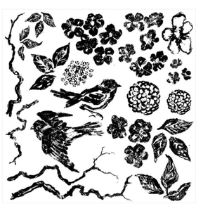 BIRDS BRANCHES BLOSSOMS 12×12 DECOR STAMP™
